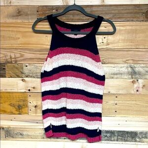 J Crew Size Large Cotton/Polyester Blend Striped Sleeveless Sweater Knit Top